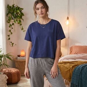 PINK Victoria's Secret Soft Blue Boxy Cropped Top, XXL, NWT